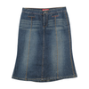 Vintage Blue Denim A-Line Midi Skirt