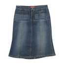 Vintage Blue Denim A-Line Midi Skirt