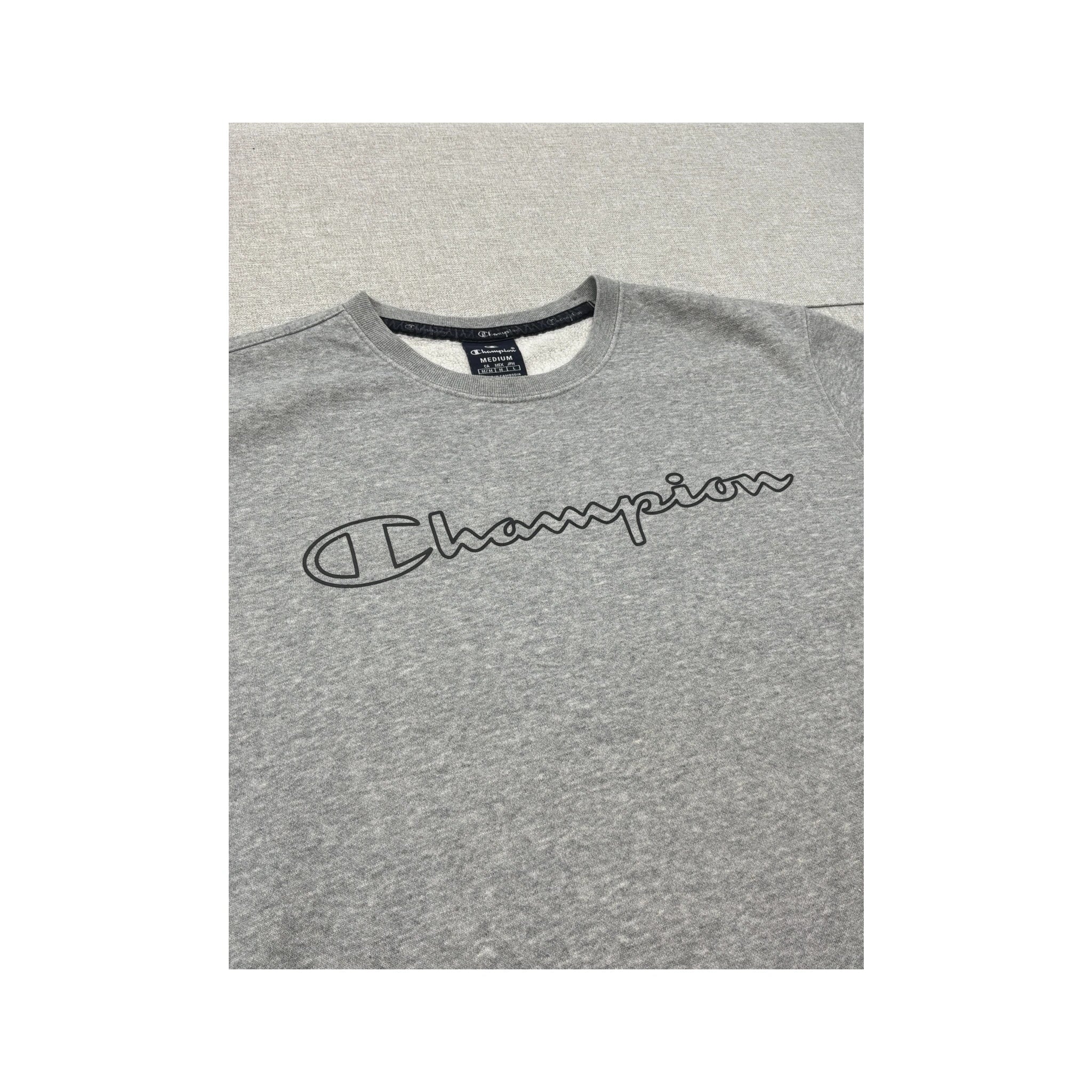 Champion Outline Script Logo Cotton Blend Crewneck Sweater