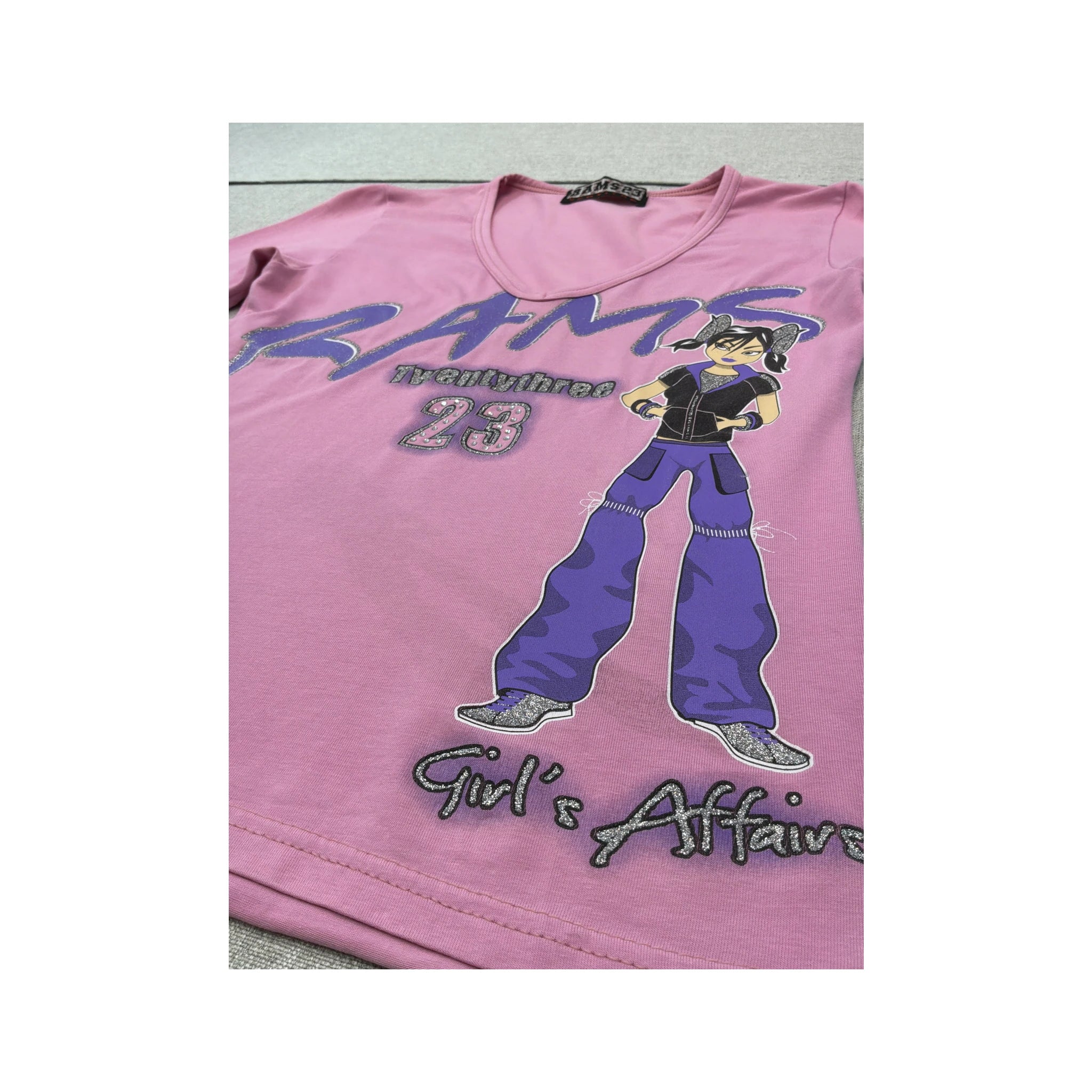 T-shirt RAMS23 de Manga Comprida com decote em V e estampado com Glitter