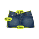Mini saia Extyn Jeans em ganga com Costuras Contrastantes