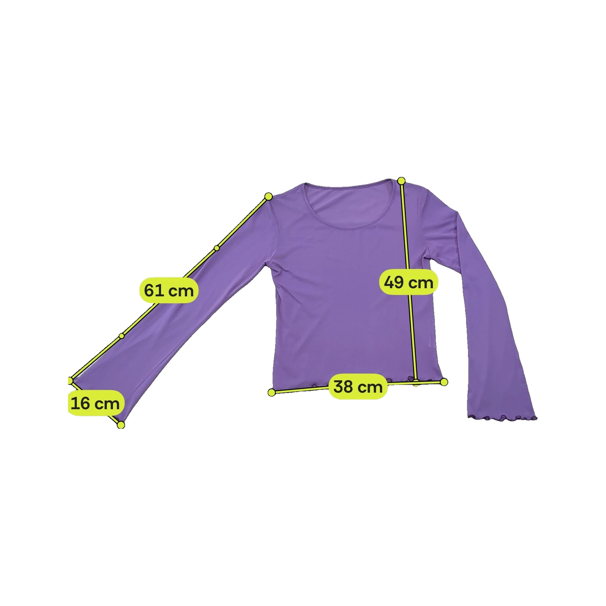 Purple Lettuce Hem Long Sleeve Blouse