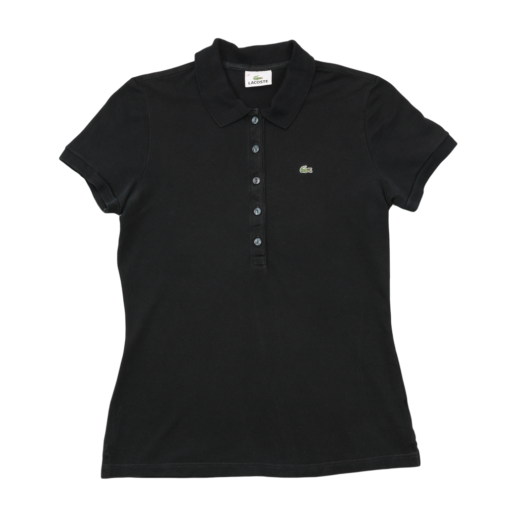 Lacoste Black Cotton Pique Fitted Polo