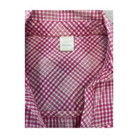 Women’s Pink Gingham Cotton Short-Sleeve Button-Up Shirt with Tie Front