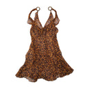 Alberta Ferretti Tortoiseshell Print Ring Strap Silk Chiffon Dress