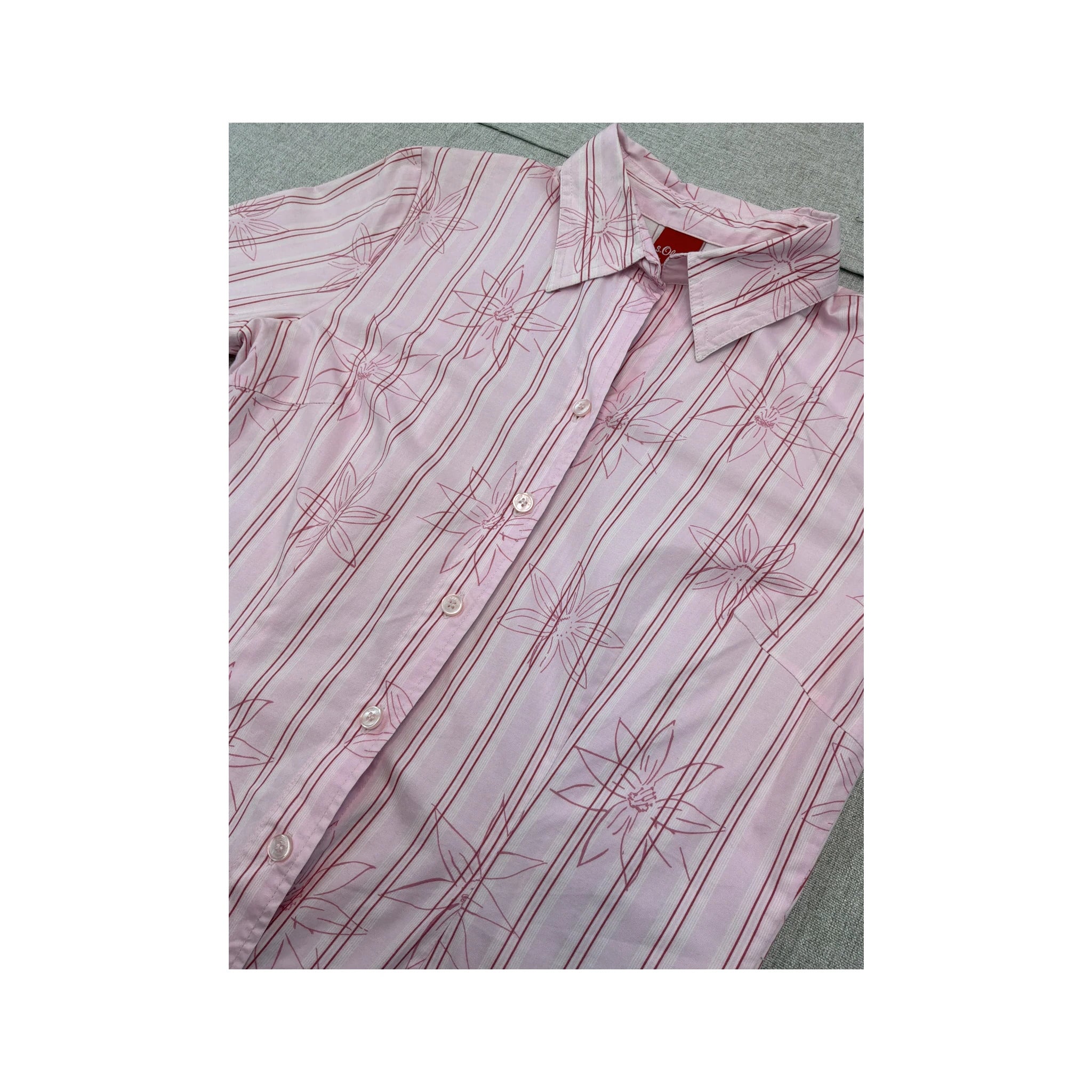 s.Oliver Floral Striped Cotton Button Up Shirt