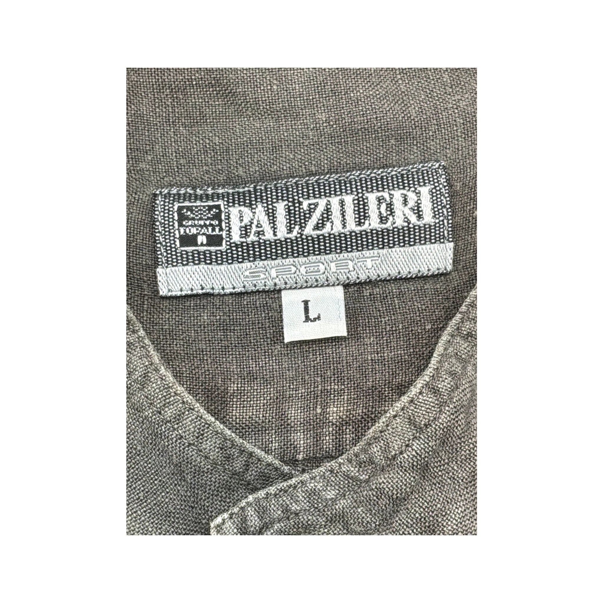 Pal Zileri Gray Band Collar Utility Shirt