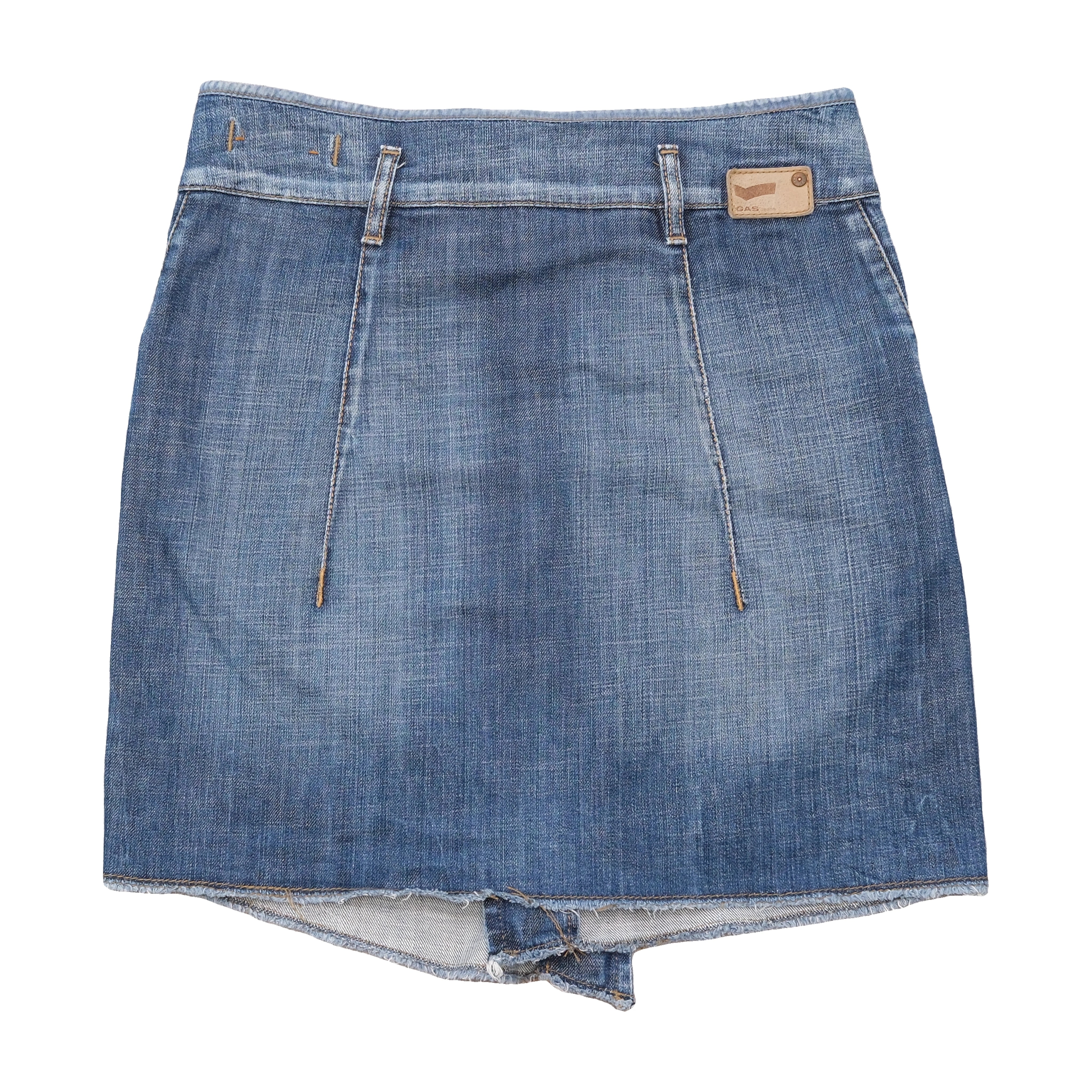 GAS Studded Button Front Denim Mini Skirt