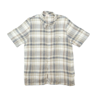 Maria Bellesi Plaid Linen Blend Zip Front Shirt