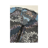 Sheer Patchwork Print Tie Front Cardigan (Repriced)