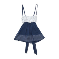 Ruched Floral Bodice Tie Back Chiffon Dress