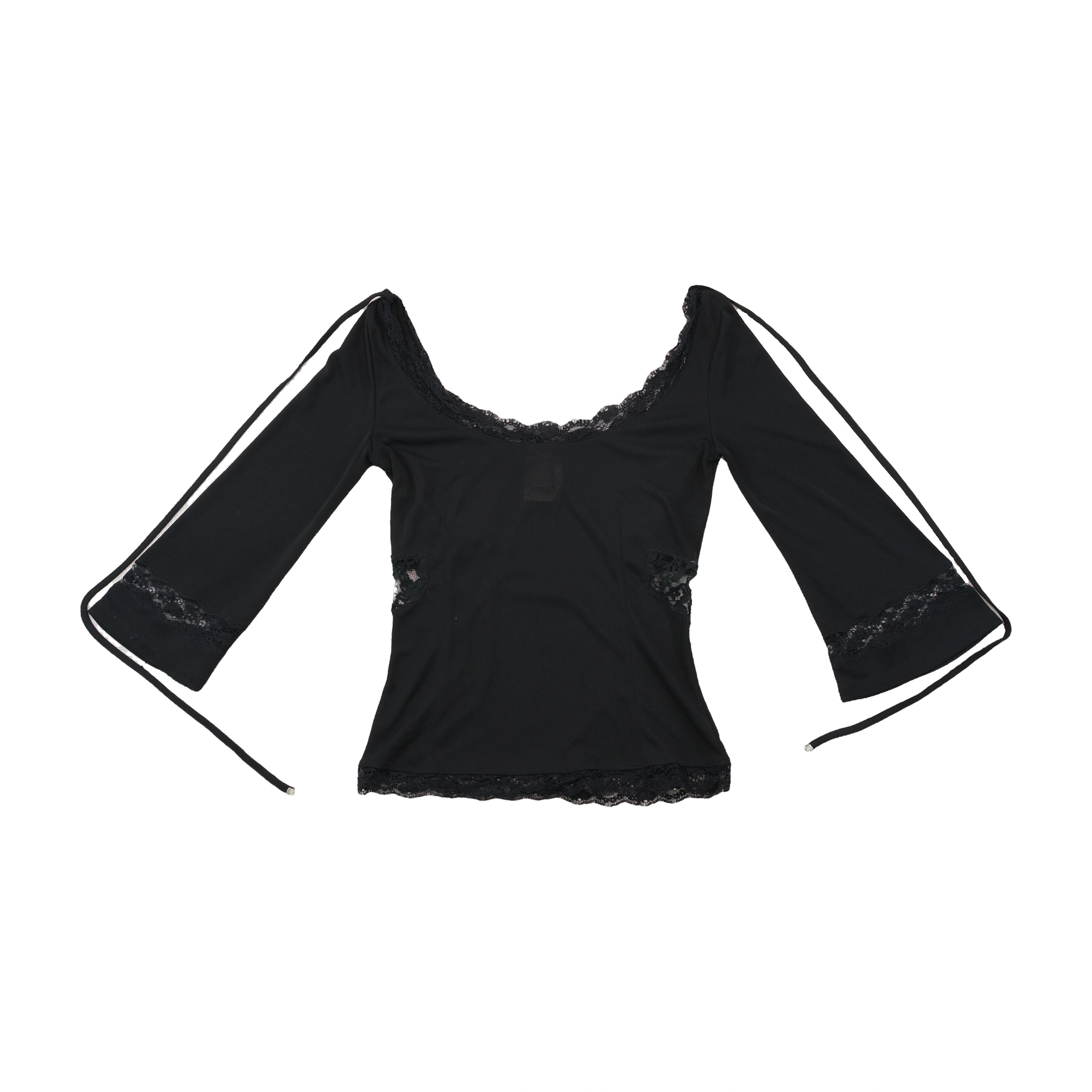 D&G Dolce & Gabbana Lace Trim Bell Sleeve Blouse