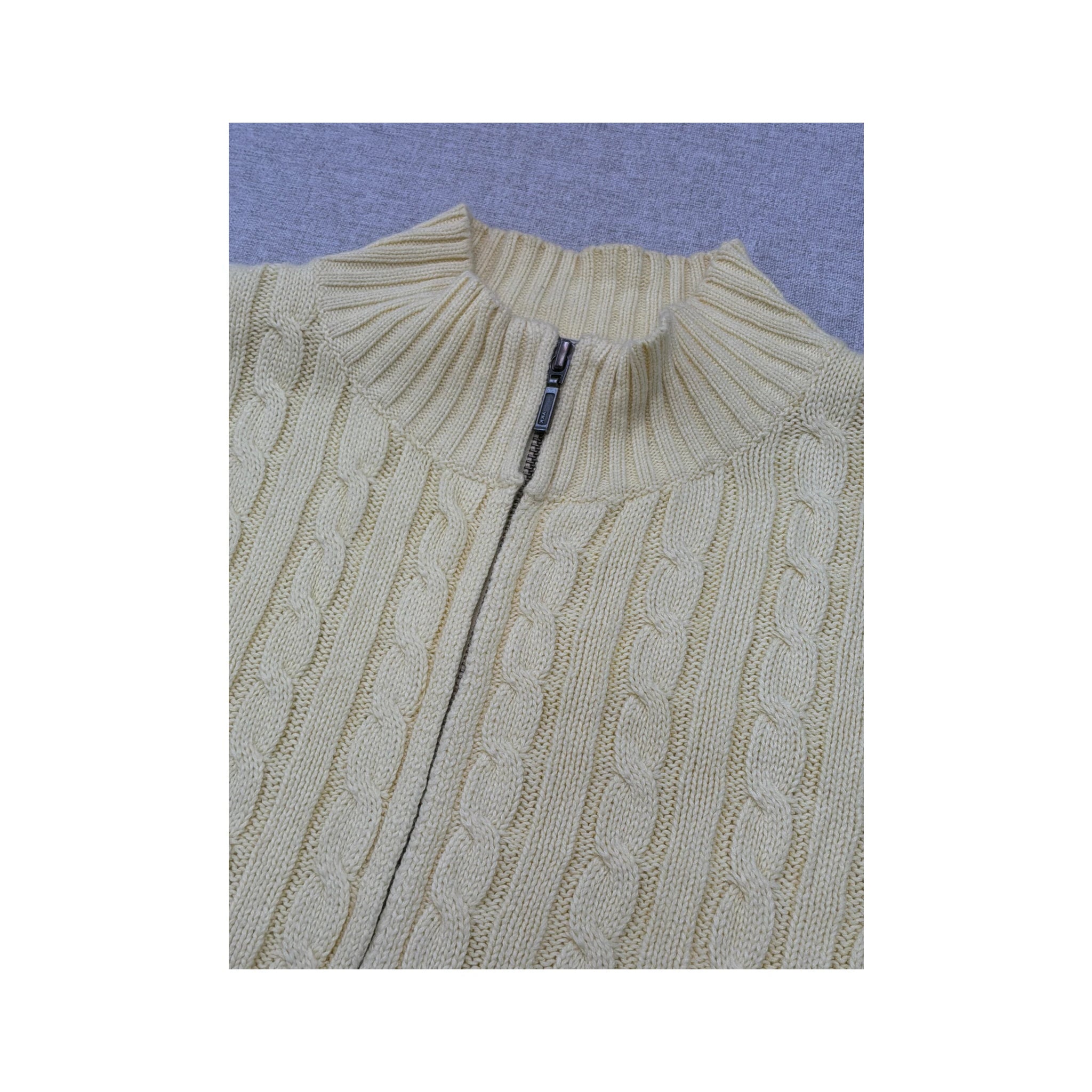 L.L.Bean Cable Knit Full-Zip Mock Neck Sweater (QUEMADA)