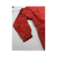 Red Suede Utility Jacket with Paisley Lining