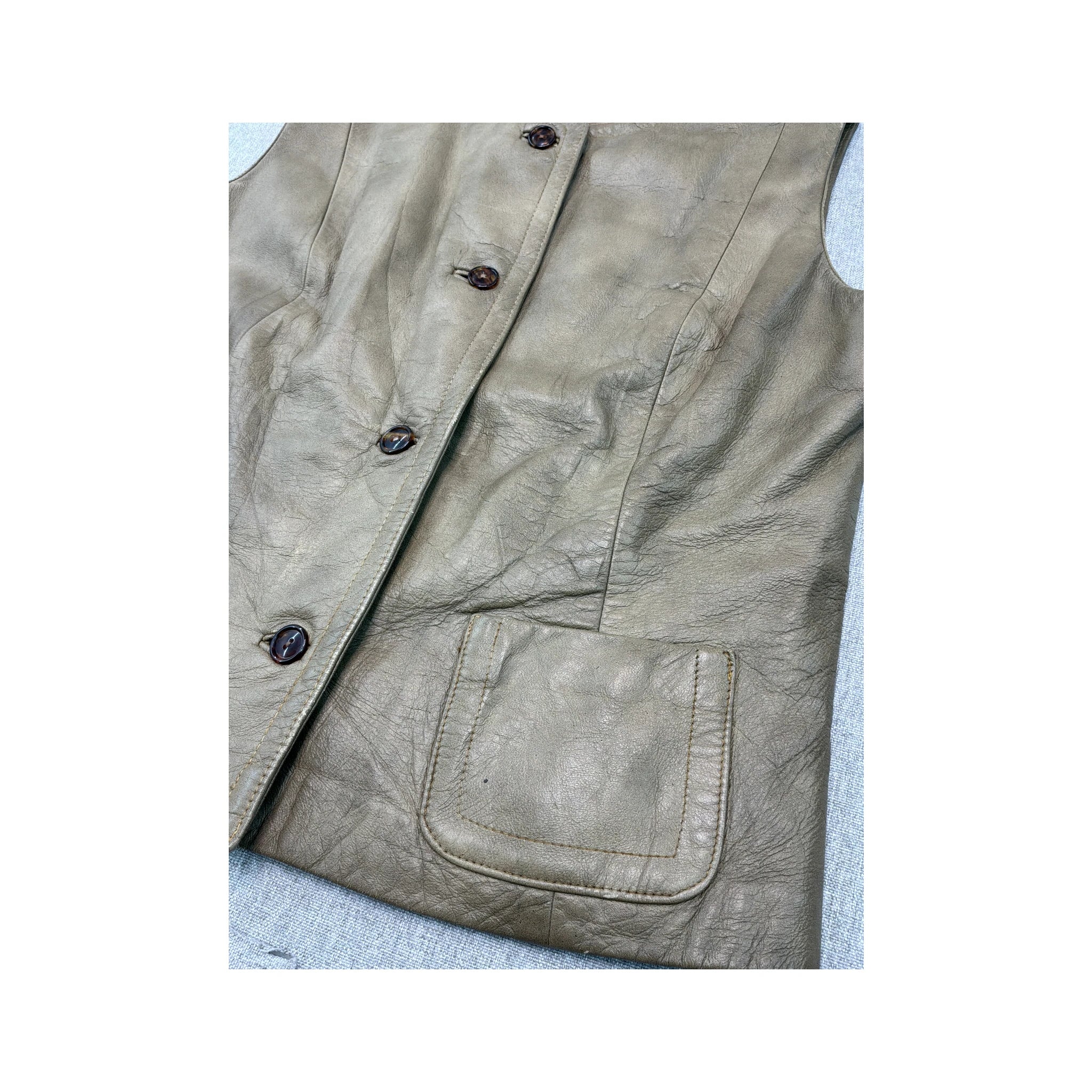 Finchley Fifth Avenue Vintage Leather Button Front Vest