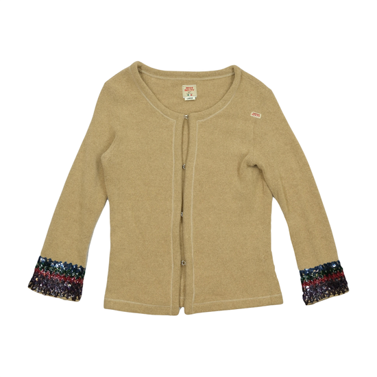 Miss Sixty Beige Angora Blend Sequin Cuff Jacket