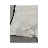 White Corset Top with Black Striped Trim and Lace-Up Detail