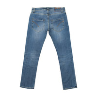 Mid-Wash Slim Straight Jeans