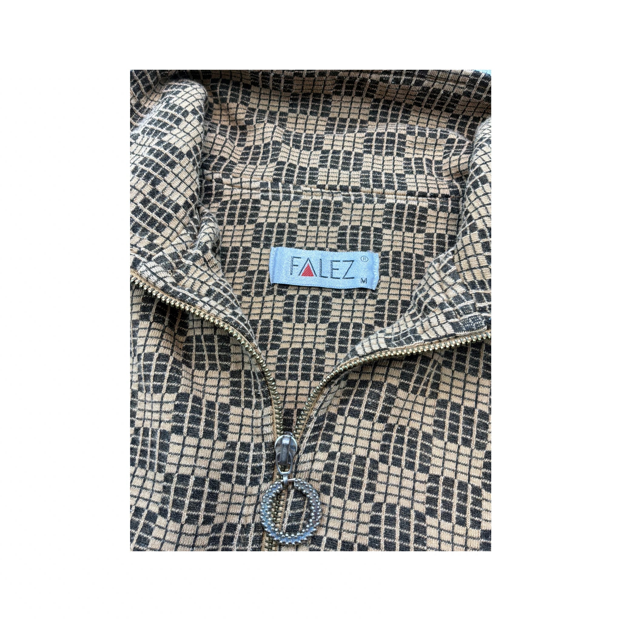 FALEZ Geometric Half-Zip Mock Neck Sweater