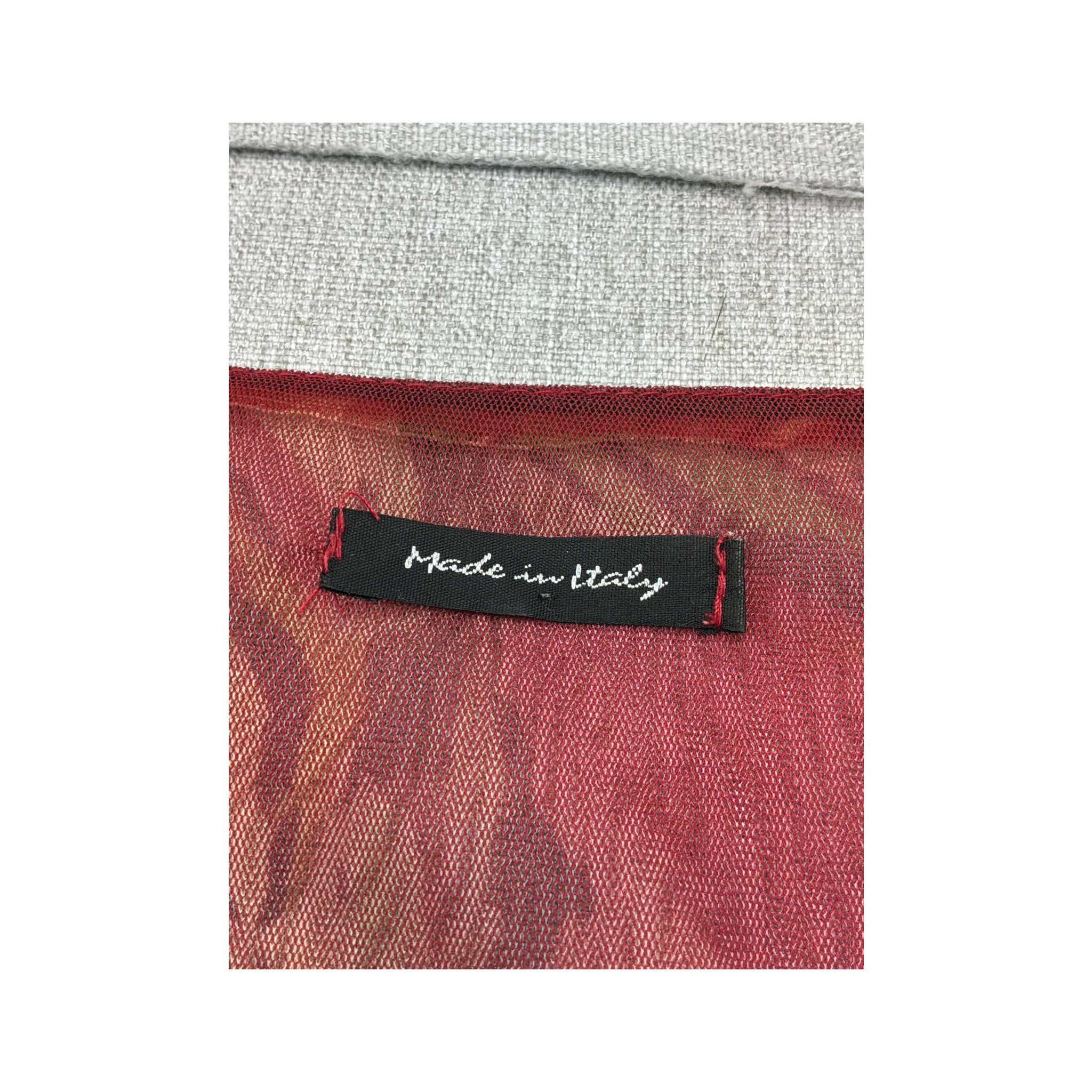 Made in Italy Tropical Print Lace Up Mesh Blouse