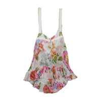 XS Milano Floral Ruffle Sheer Tank Top