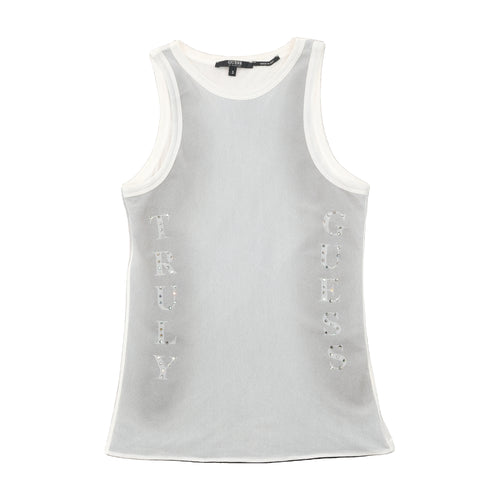 Guess by Marciano Rhinestone Logo Mesh Tank Top