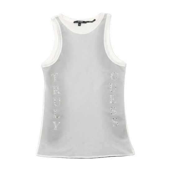 Guess by Marciano Rhinestone Logo Mesh Tank Top