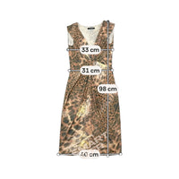 Roccobarocco Leopard Print Ruched V-Neck Dress