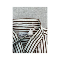 Féminin Creations Brown Striped Short Sleeve Button Up Shirt