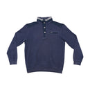 Delahaye Vintage Navy Half Button Mock Neck Sweater