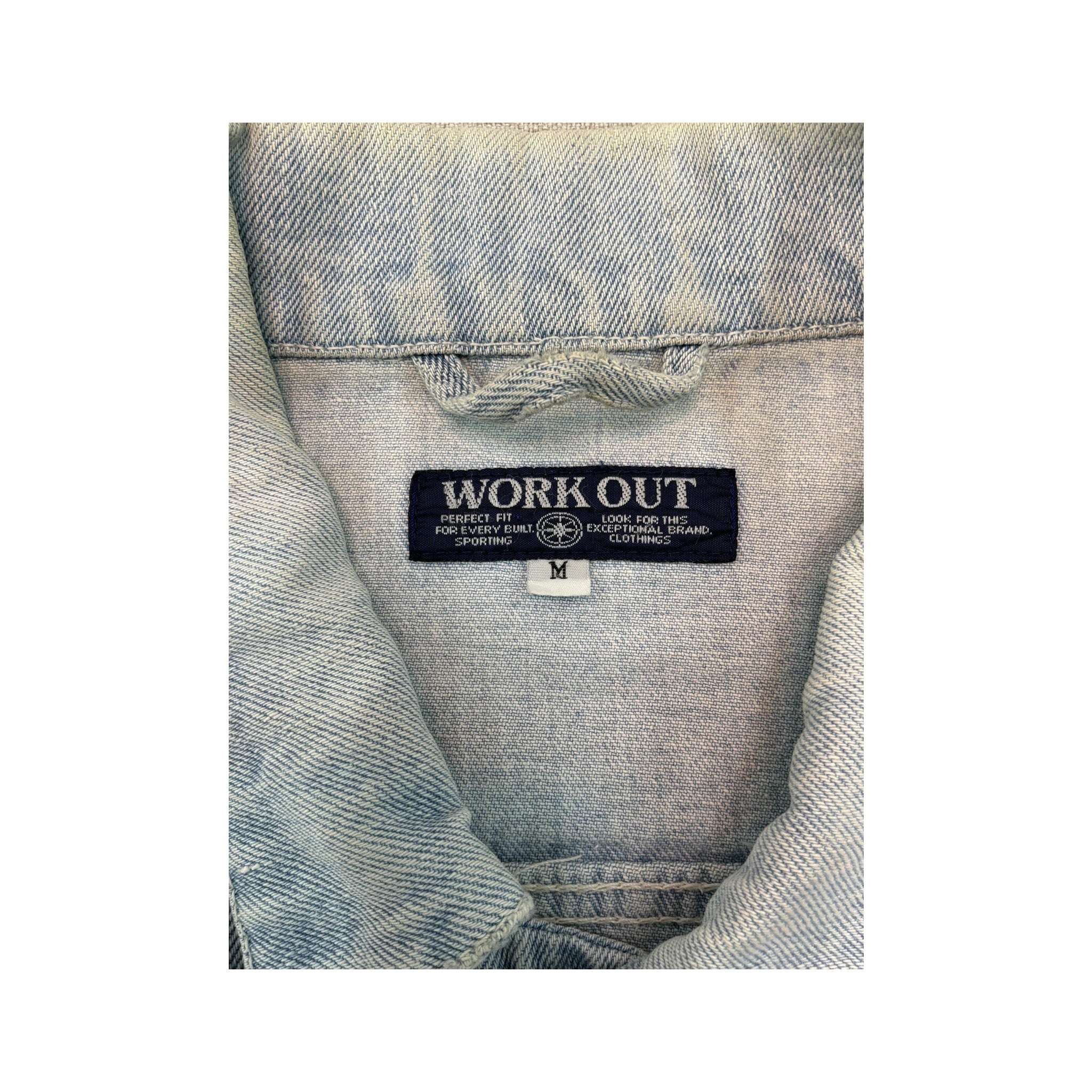 WORK OUT Vintage Light Wash Cotton Denim Trucker Jacket