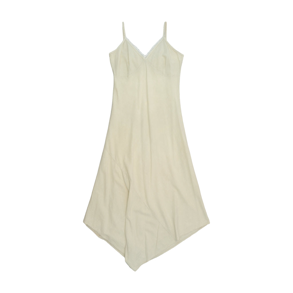 Mezzo Linen Slip Dress with Lace Trim