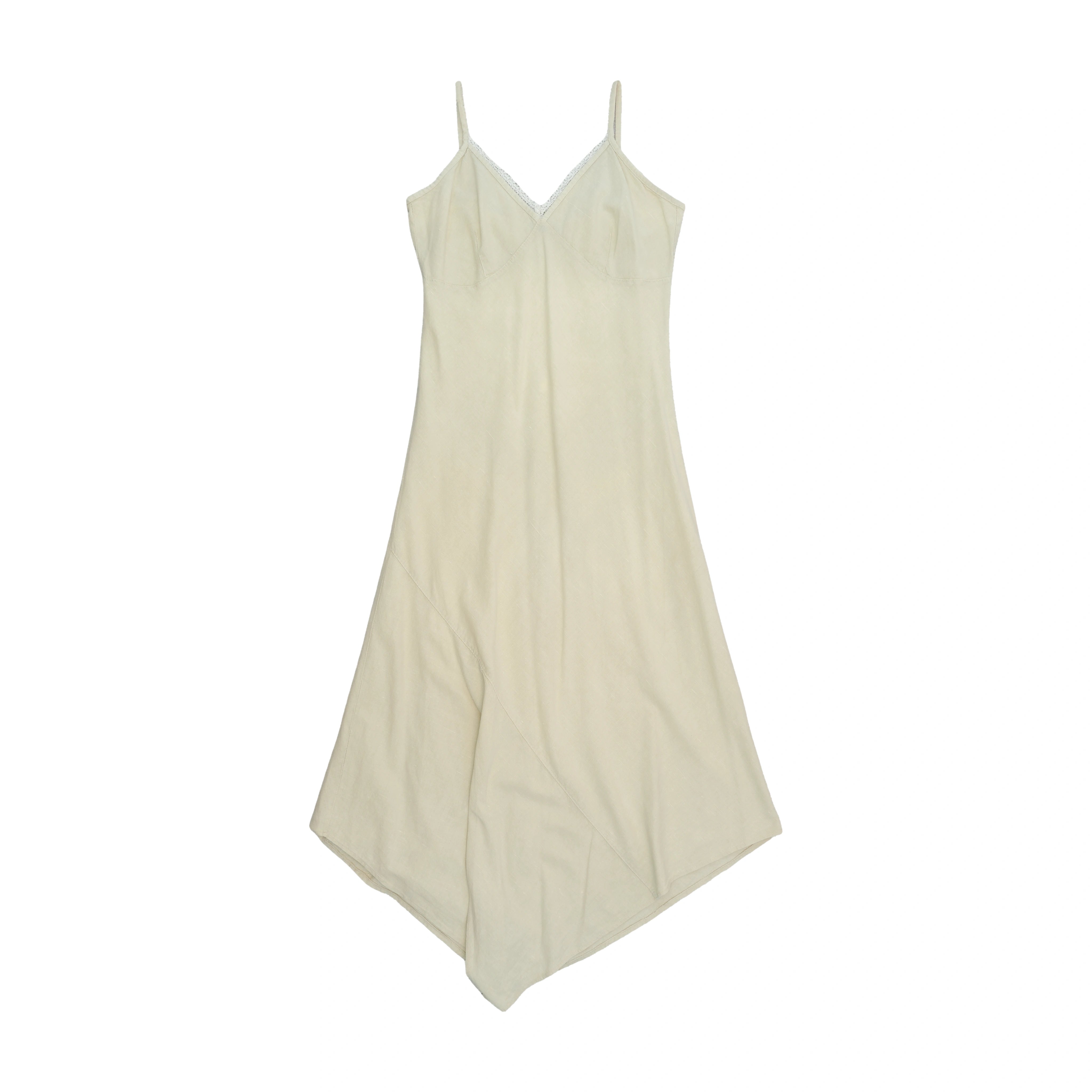 Mezzo Linen Slip Dress with Lace Trim