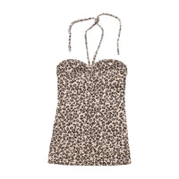 Tally Weijl Leopard Print Ruched Halter Blouse