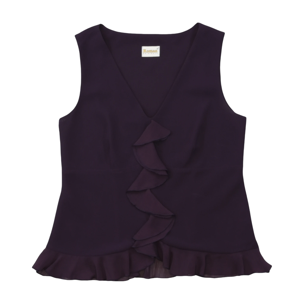 Blusa Roman Originals com decote em V e Folhos em Cascata