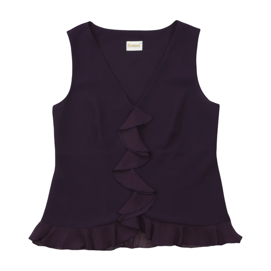 Roman Originals Cascading Ruffle V-Neck Blouse