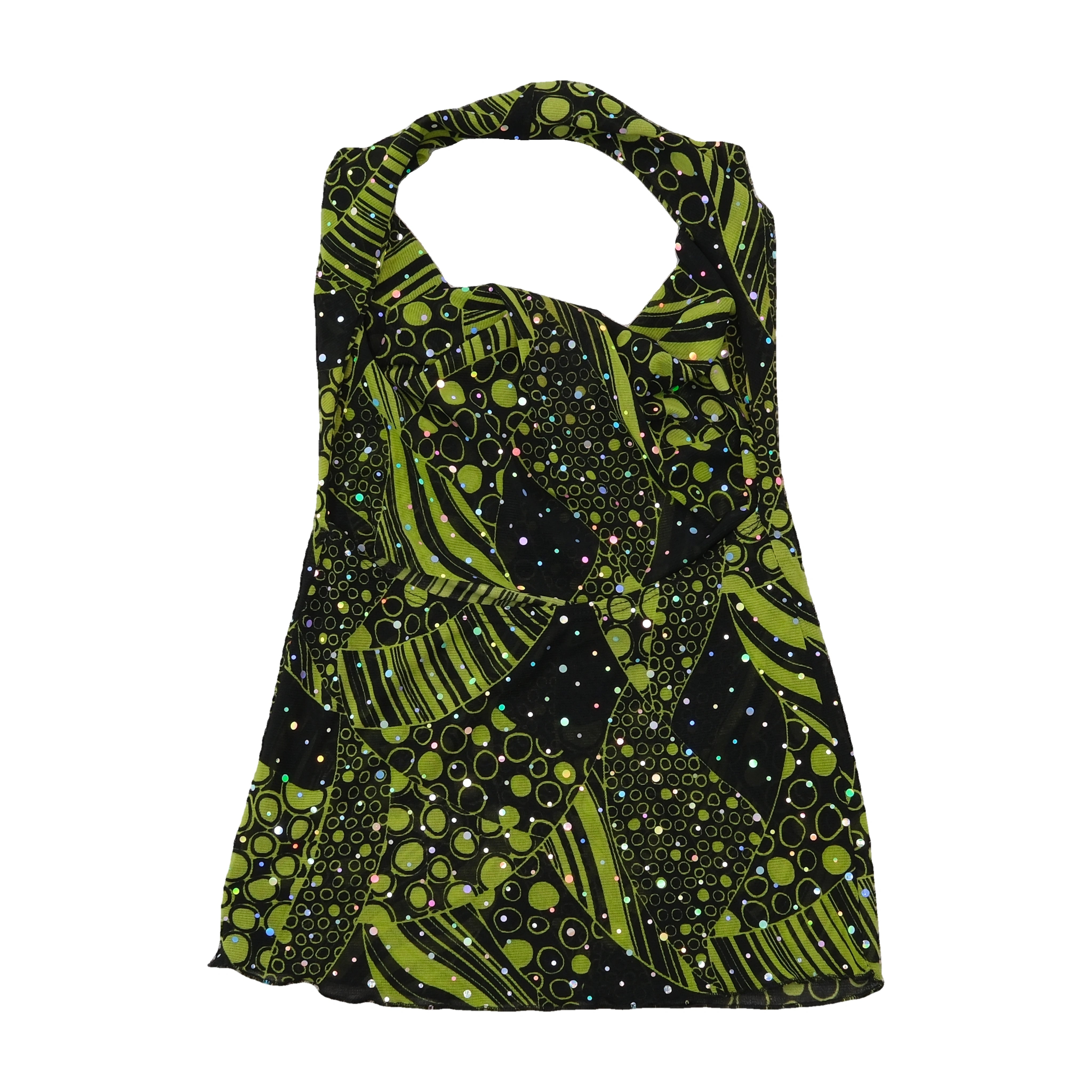 Top de alças Halter com estampado abstrato e Glitter