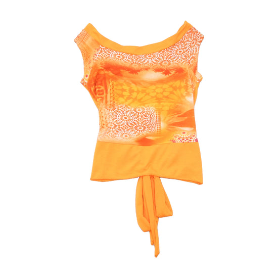Almax Ring Detail Tie-Back Printed Tank Top