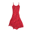 Asymmetrical Ruffled Hem Rose Floral Print Chiffon Slip Dress