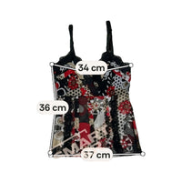 Floral & Polka Dot Lace-Trim Mesh Camisole Top