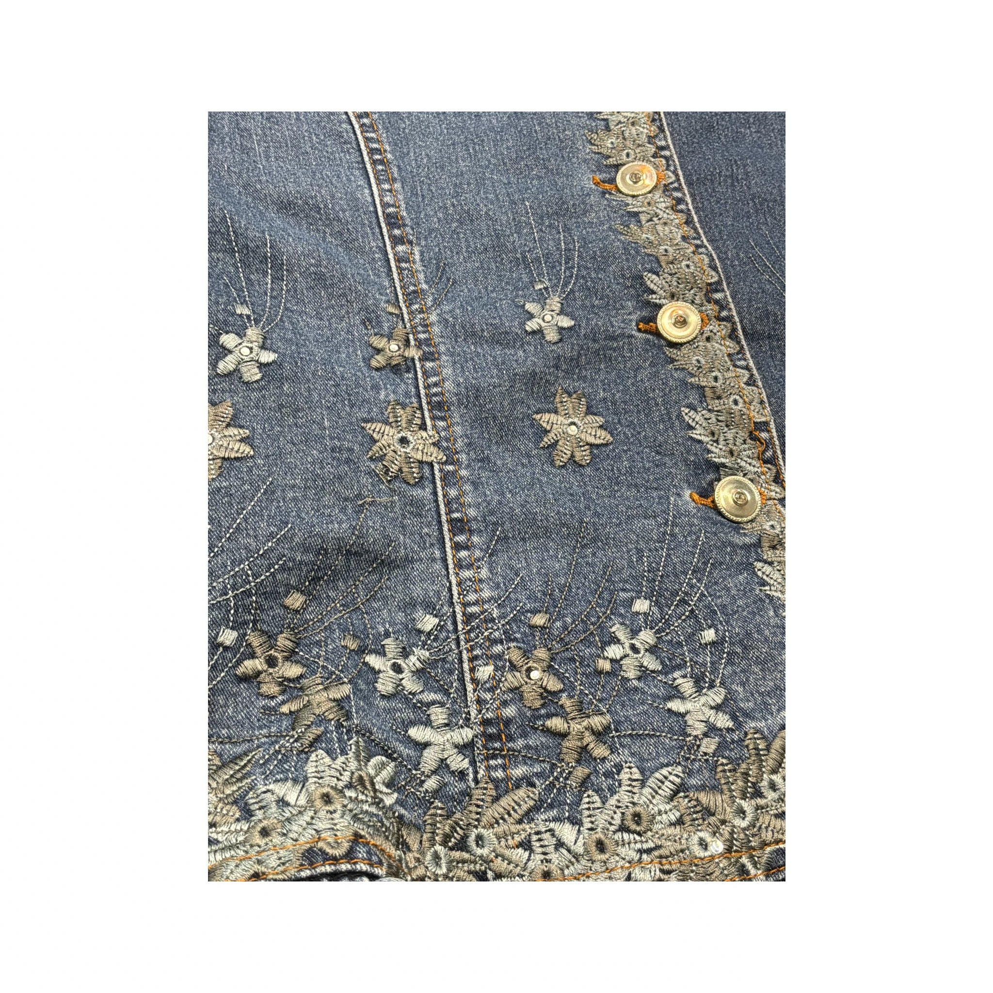 Vintage Floral Embroidered Denim Jacket
