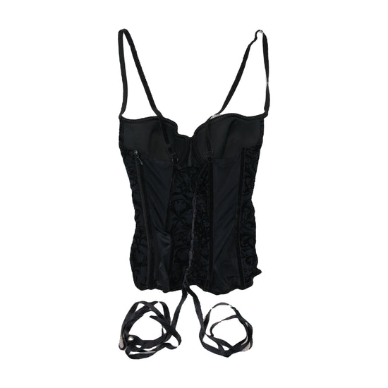 Miss Sixty Flocked Lace Up Corset Tank Top