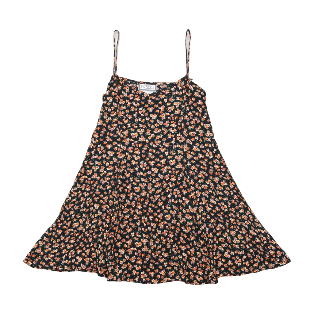 Onyx Floral Strappy Mini Dress