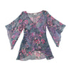New Look Look Floral Metallic Stripe Sheer Blouse