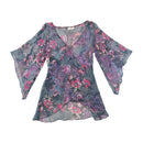 New Look Look Floral Metallic Stripe Sheer Blouse