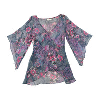 New Look Look Floral Metallic Stripe Sheer Blouse