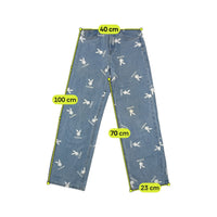 Playboy Allover Bunny Logo Print Wide Leg Denim Jeans