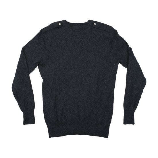 Burberry Wool V-Neck Sweater with Check Elbow Patches