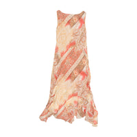 Paisley Floral Print Asymmetrical Handkerchief Hem Chiffon Maxi Dress