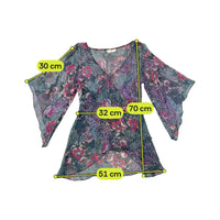 New Look Look Floral Metallic Stripe Sheer Blouse